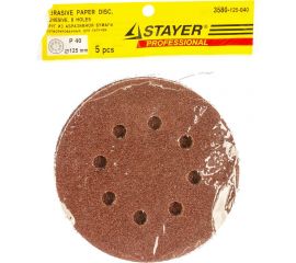 Круг из абразивной бумаги перфорированный 125 мм №40 5 шт. STAYER 3580-125-040 
