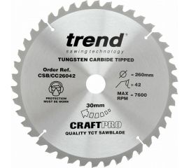 Пильный диск 260 мм 42 зуба TREND CSB/CC26042 
