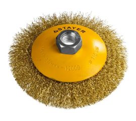 Щетка коническая PROFESSIONAL (115 мм; М14; витая стальная латунированная проволока 0.3 мм) для УШМ STAYER 35133-115 