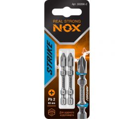 Бита impact STRIKE (2 шт; Рh2х60 мм; карта; E6.3) NOX 333260-2 