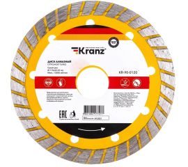 Диск алмазный отрезной Турбо (115x22.2x2.4x10 мм) KRANZ KR-90-0120 