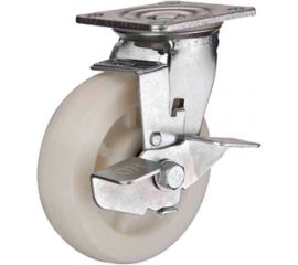 Большегрузное нейлоновое колесо с поворотной площадкой и боковым тормозом SCdbn 42 (100 мм; 250 кг) А5 1000231 