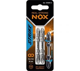 Бита двухсторонняя impact STRIKE (2 шт; РH2хРH2х65 мм; карта) NOX 333265-2 