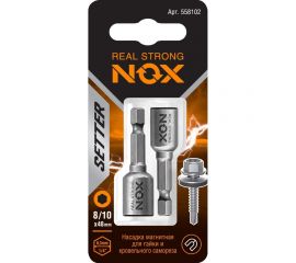 Ключ-насадка магнитная NUT SETTER (2 шт; 8/10x48 мм; карта) NOX 558102 