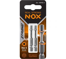 Бита торсионная STRONG (2 шт; HEX4х50 мм; карта; E6.3) NOX 338450-2 