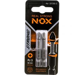 Бита торсионная STRONG (2 шт; PZ3х50 мм; карта; E6.3) NOX 337350-2 