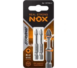 Бита торсионная STRONG (2 шт; PZ2х50 мм; карта; E6.3) NOX 337250-2 