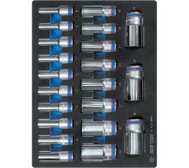 Набор глубоких торцевых головок (21 шт; 8-36 мм; 1/2""; 12-гранные) KING TONY 9-221MRV 