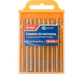 Сверло по металлу с титановым покрытием Profi 4.2x75 мм, 10 шт CUTOP 52-444 