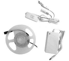 Комплект светодиодной ленты OGM 12В, 4,8Вт/м, smd3528, 60д/м, IP20, 220Лм/м, подложка 8мм, 2,5м, х/б SL-07 