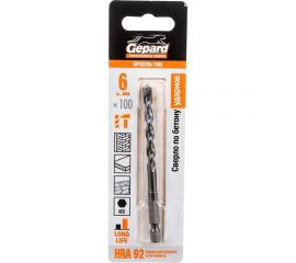 Сверло твердосплавное спиральное по бетону 6x100 мм, HRA 92 Gepard GP0226-100 