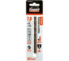 Сверло спиральное по металлу 7x69x109 мм, HSS-Co GEPARD GP1470-109 