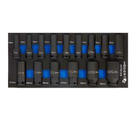 Набор ударных глубоких шестигранных головок 15 шт, 10-32 мм, 1/2"", ложемент EVA HOEGERT TECHNIK HT7G129 