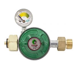 Регулятор давления газа DK-005 (выход резьба 1/2) с пред. клапаном, кнопкой и манометром DRAGONKIT 00-00002969 