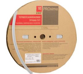 Термоусаживаемая трубка EKF ТУТ 30/15 PROxima белая рулон SQtut-30-w 