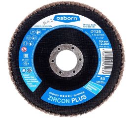 Диск абразивный лепестковый торцевой Zircon Plus K60 (125х22.23 мм) DRONCO 5242306100 
