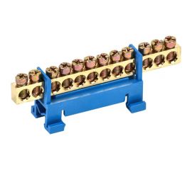 Нулевая N шина с синим изолятором тип Стойка на DIN-рейку REXANT 6x9 мм 12 групп 11-2355 