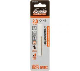 Сверло спиральное по металлу 2x24x49 мм, HSS TIN Gepard GP1320-049 