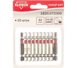 Биты (10 шт; HEX5; 50 мм; S2; 54-58 HRC) Elitech 1820.072300 