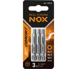Набор бит (3 шт; Hex 3, 4, 5; 50 мм; карта; E6.3) NOX 336010 