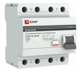Устройство защитного отключения EKF ВД-100, 4P, 25А/30мА, PROxima elcb-4-25-30-em-pro 