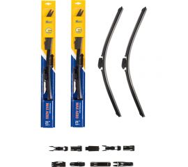 Комплект бескаркасных щеток стеклоочистителя 530/530 мм, 10 адаптеров KRAFT 830899 