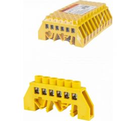 Шина PE TDM земля в желтом изоляторе на DIN-рейку 8x12мм 6 групп SQ0801-0214 