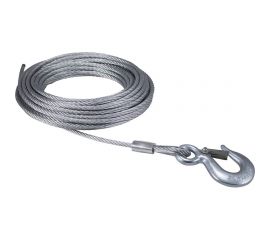 Трос стальной канат с крюком г/п 500 кг, 6 мм, 20 м, нержавейка для лебёдки OCALIFT tros6zk20m 