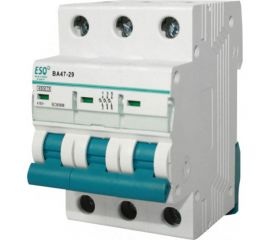 Автоматический выключатель ESQ ВА 47-29 3 полюса, 63А, ток короткого замыкания 4.5кА, хар-ка С 14.03.01.000027 