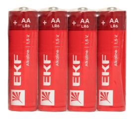 Алкалиновая батарейка EKF типа АА(LR6) шринк 4шт. LR6-SR4 