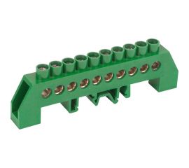 Шина PE земля в комбинированном зеленом изоляторе на DIN-рейку REXANT 6x9 мм 10 групп 11-2308 