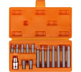 Набор бит вставок шестигранных в кейсе 3/8"", 30 мм и 75 мм, держатель бит 1/2"" DR, 15 предметов Airline AT-B-37 