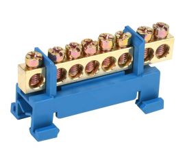 Нулевая N шина с синим изолятором тип Стойка на DIN-рейку REXANT 6x9 мм 8 групп 11-2353 
