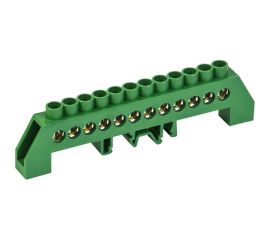 Шина PE земля в комбинированном зеленом изоляторе на DIN-рейку REXANT 6x9 мм 12 групп 11-2309 