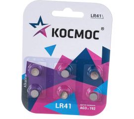Элемент питания КОСМОС G3 (L736/LR41/192/392) 1.5V Alkaline 6BL, KOCG3(LR41)BL6 