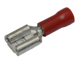 Плоский изолированный наконечник KLR RRD-1638 с манжетой мама 6,3x0,8 Красный НУ=100шт 6501638 