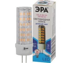 Светодиодная лампа ЭРА STD LED JC-5W-12V-CER-840-G4 G4 5Вт керамика капсула нейтральный белый свет Б0056750 