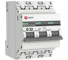 Автоматический выключатель EKF 3P 32А D 4,5kA ВА 47-63 PROxima SQmcb4763-3-32D-pro 