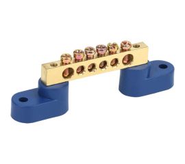 Нулевая N шина на двух угловых синих изоляторах REXANT 6х9 мм 6 групп 11-2325 