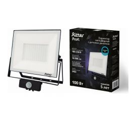 Светодиодный прожектор RITTER серия PROFI 230В 100 Вт 6500К 10000Лм IP65 черный с датчиком движения 53424 6 