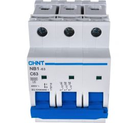 Автоматический выключатель CHINT NB1-63, 3P, 63A, 6кА, характеристика C 179710 