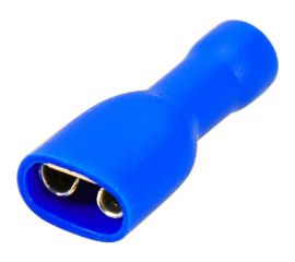 Плоская полностью изолированная клемма REXANT РППи-м 2,5-(6,3) гнездо 6,6 мм 1,5-2,5 мм2 синяя 10 шт 06-0395-A 