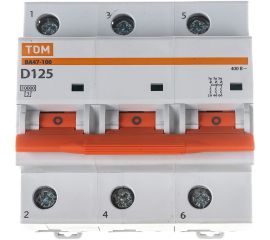 Автоматический выключатель TDM ВА47-100 3Р 125А 10кА характеристика D SQ0207-0095 