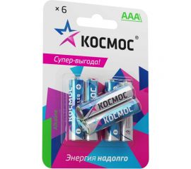 Алкалиновые элементы питания КОСМОС LR03 6 шт. на блистере, KOCLR03BL6 