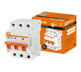 Автоматический выключатель TDM ВА47-60 3Р 25А 6кА характеристика С SQ0223-0111 