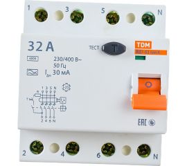 Устройство защитного отключения TDM ВД1-63 4Р 32А 30мА тип А SQ0203-0086 