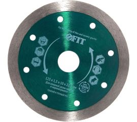 Диск отрезной алмазный сплошной по кафелю и керамограниту (125х1.5х10х22.2 мм) FIT 37450 