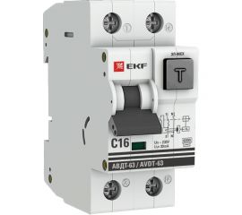 Дифференциальный автомат EKF PROxima АВДТ-63, 16А, 30мА, характеристика C, электро-механический, тип AC, 6кА DA63-16-30-AC 