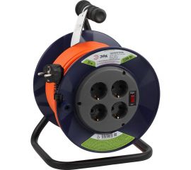 Силовой удлинитель ЭРА RPx4es3х1.030m на пластиковой катушке, c заземлением, 4 гнезда, 30м, ПВС 3х1 Б0046847 