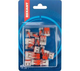 Соединительная 2-проводная клемма REXANT с рычажком 0.14-4 мм2 прозрачная 20 шт 07-5202-20 